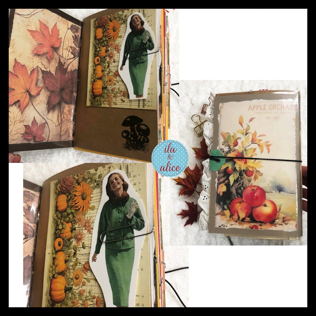 Autumn Themed Junk Journal w Apples Journal ila & alice 