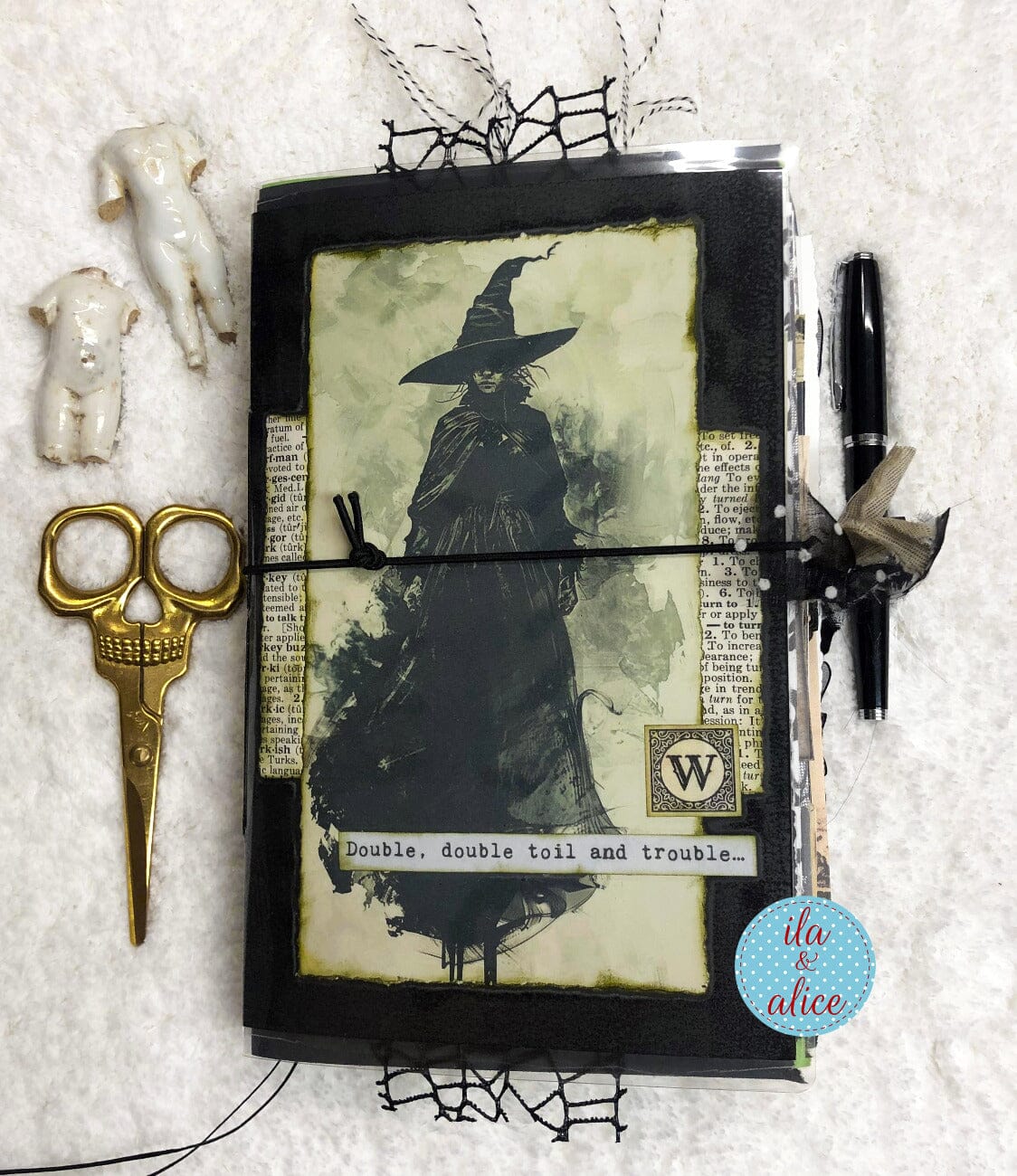 Dark Witch Halloween Junk Journal Filled with Witch Ephemera #2 Journal ila & alice 