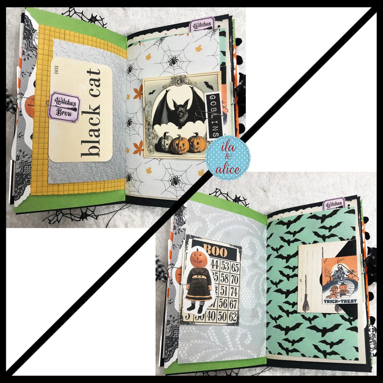 Black Cats Go to Trick or Treat on Halloween Junk Journal #4 Journal ila & alice 