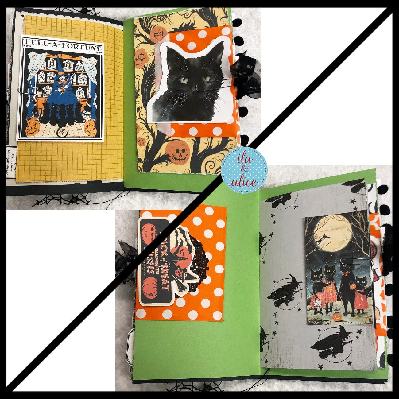 Black Cats Go to Trick or Treat on Halloween Junk Journal #3 Journal ila & alice 