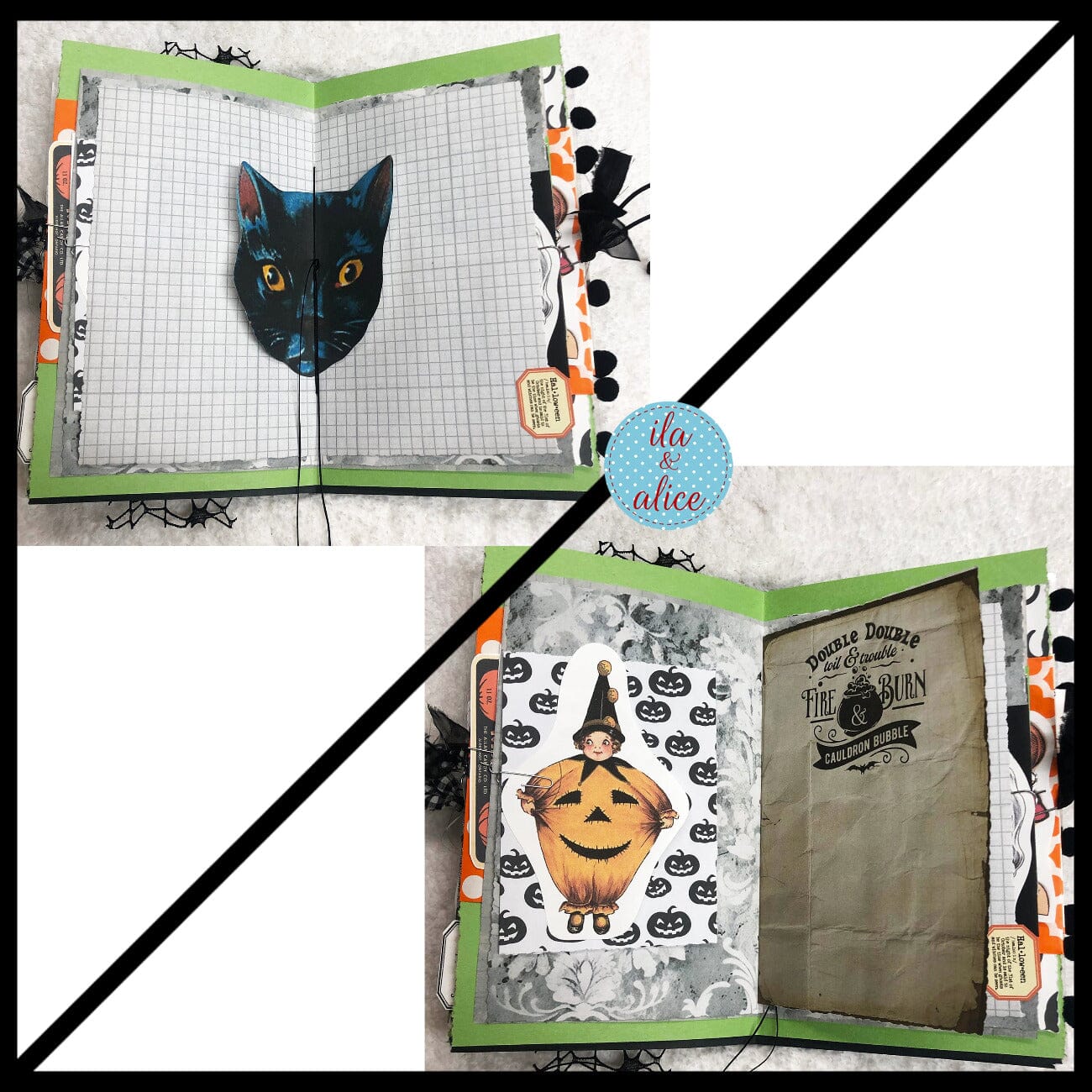 Black Cats Go to Trick or Treat on Halloween Junk Journal #3 Journal ila & alice 