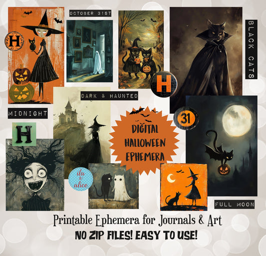 Digital Halloween Art Junk Journal Ephemera Journal ila & alice 