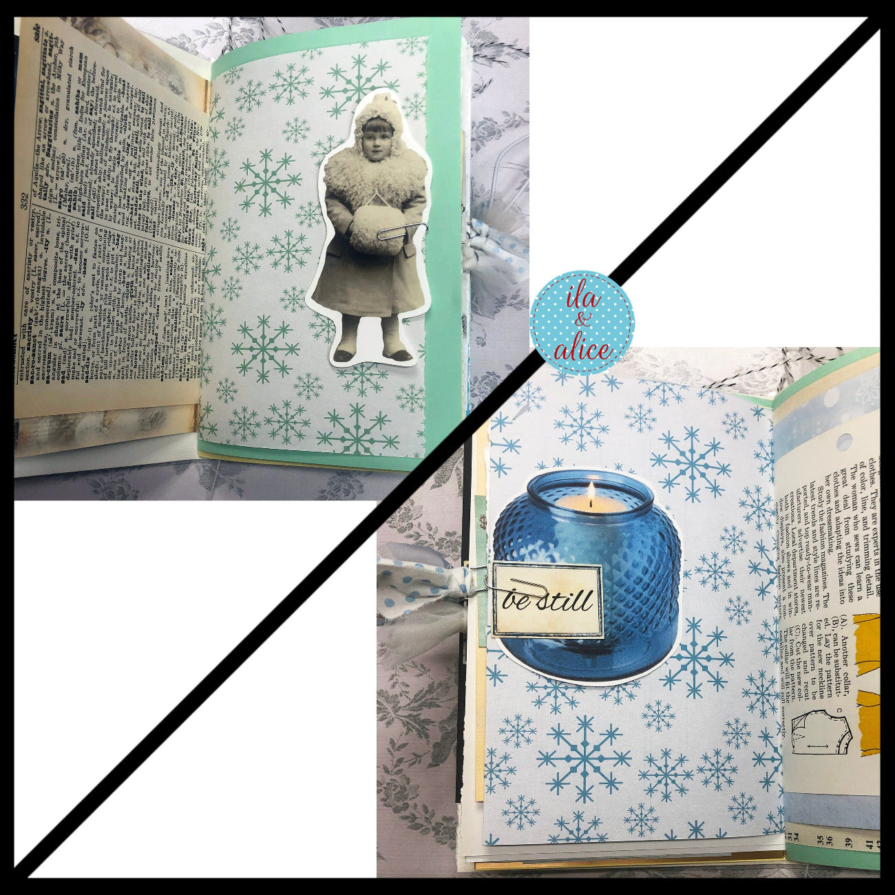 Blue Winter Junk Journal with Winter Wonderland Scene Journal ila & alice 