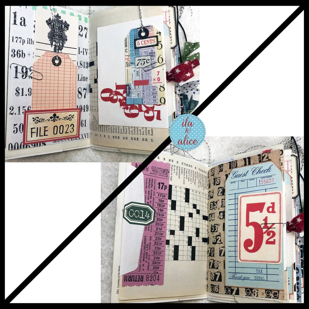 Number Themed Junk Journal with Collage Cover #1 Journal ila & alice 