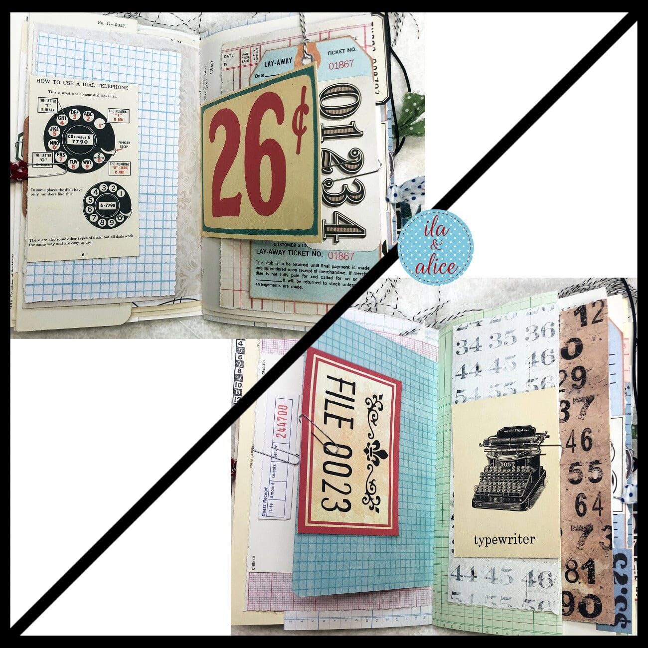 Number Themed Junk Journal with Collage Cover #1 Journal ila & alice 