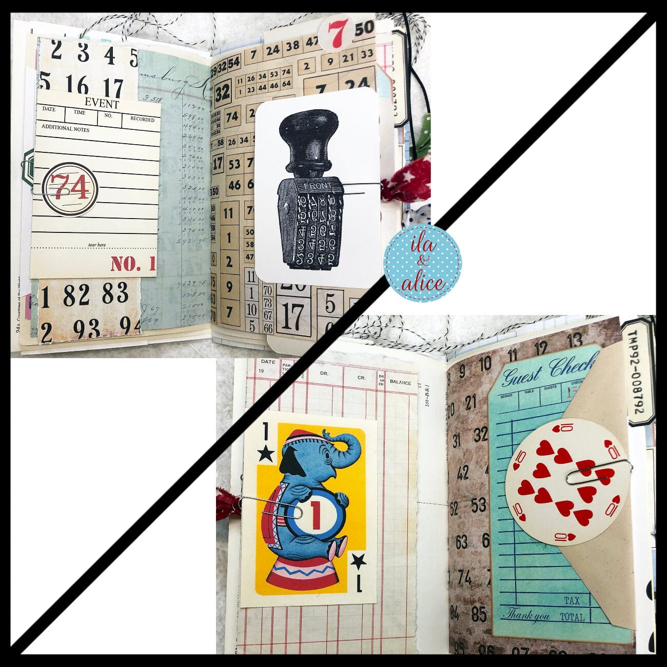 Number Themed Junk Journal with Collage Cover #1 Journal ila & alice 