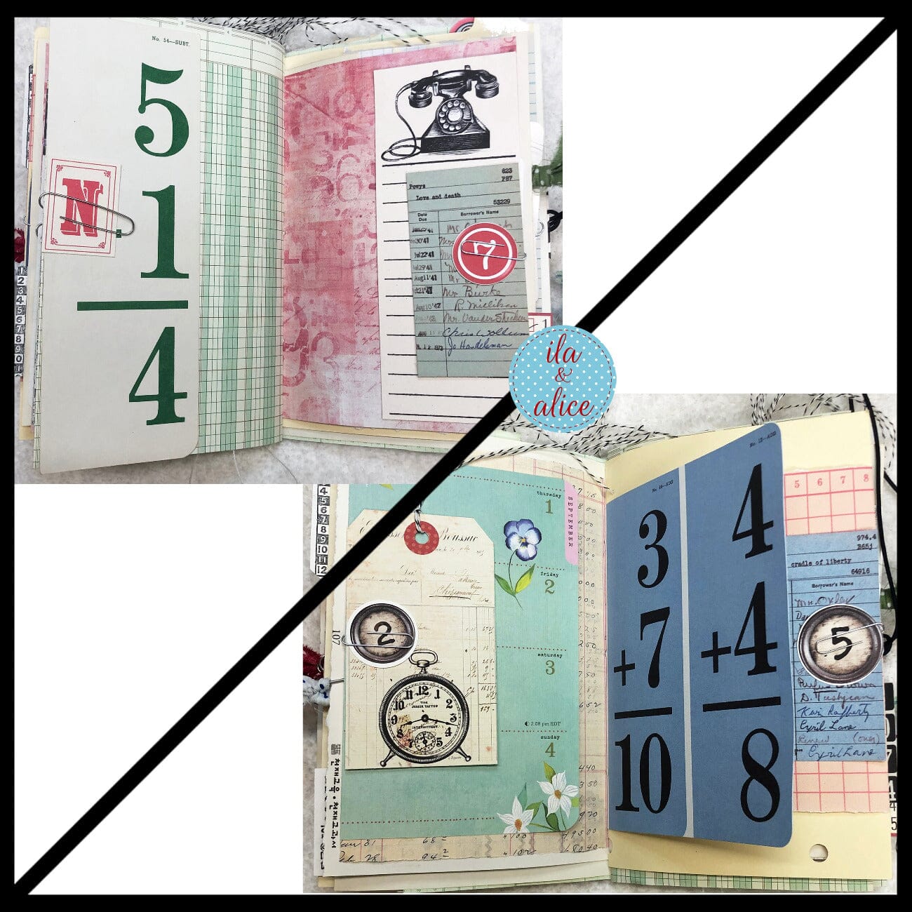 Number Themed Junk Journal with Collage Cover #1 Journal ila & alice 