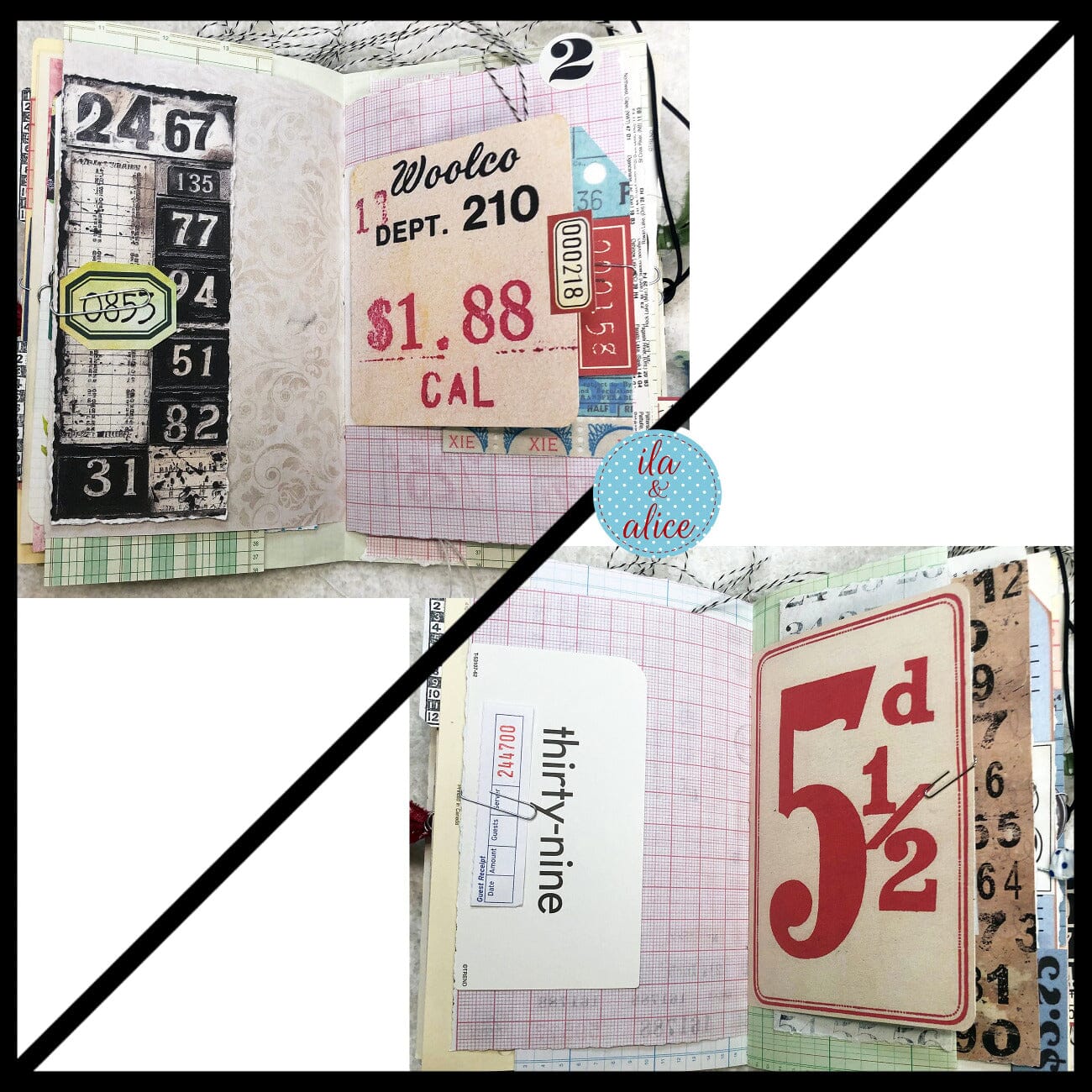 Number Themed Junk Journal with Collage Cover #1 Journal ila & alice 