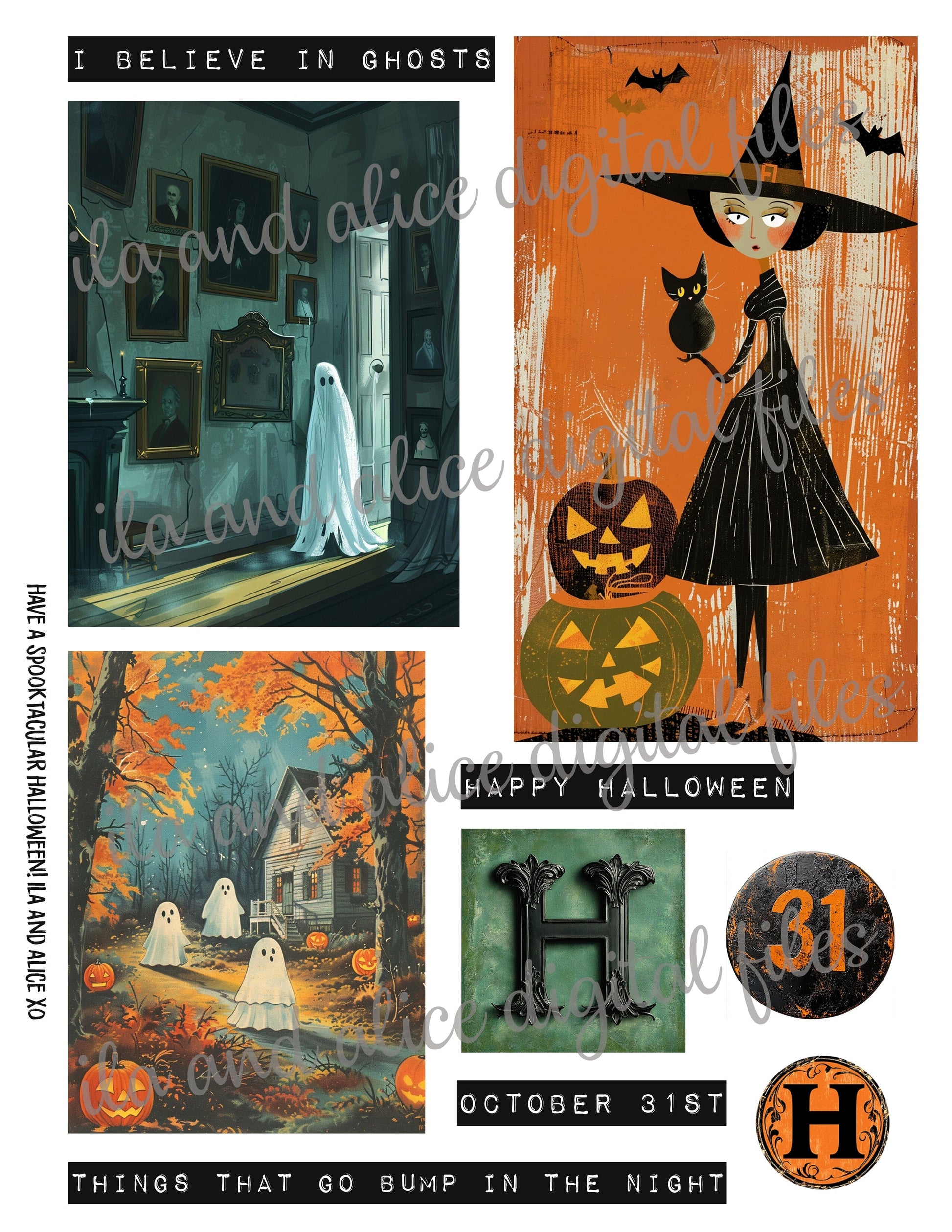 Digital Halloween Art Junk Journal Ephemera Journal ila & alice 