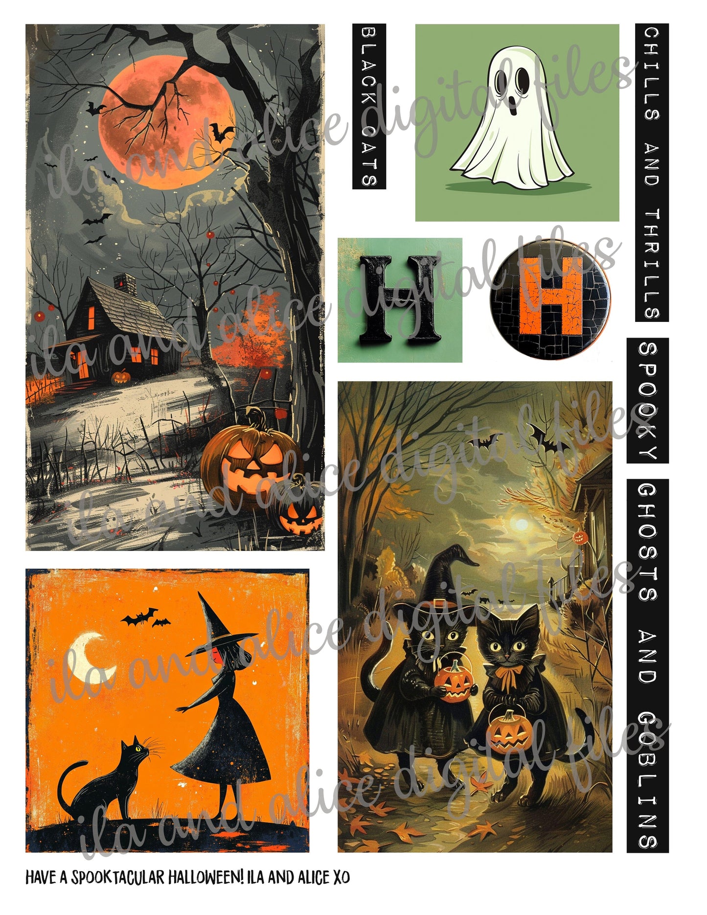 Digital Halloween Art Junk Journal Ephemera Journal ila & alice 