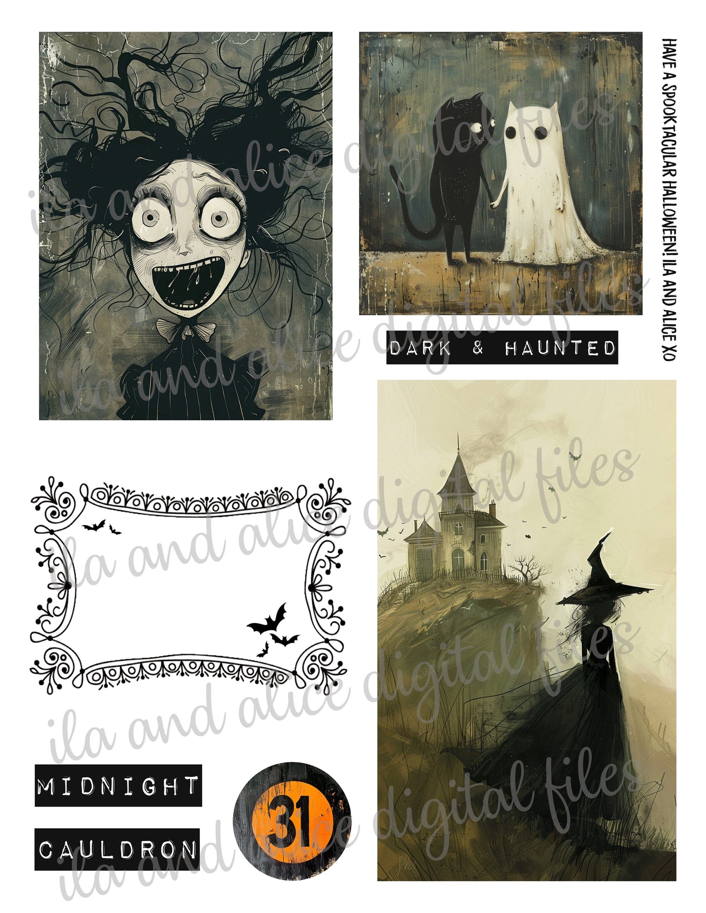 Digital Halloween Art Junk Journal Ephemera Journal ila & alice 